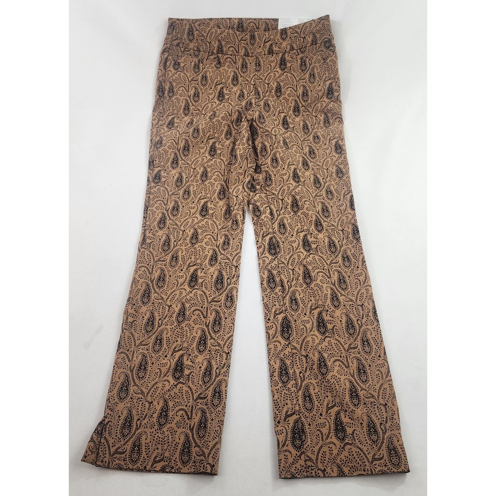 Chico's Brigitte So Slimming Paisley Slim Ankle Pants Tan Brown Size 00R US 2R